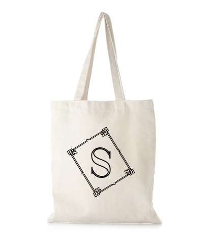 Personalised Elegant Cotton Eco-friendly White Tote Bag with Initial